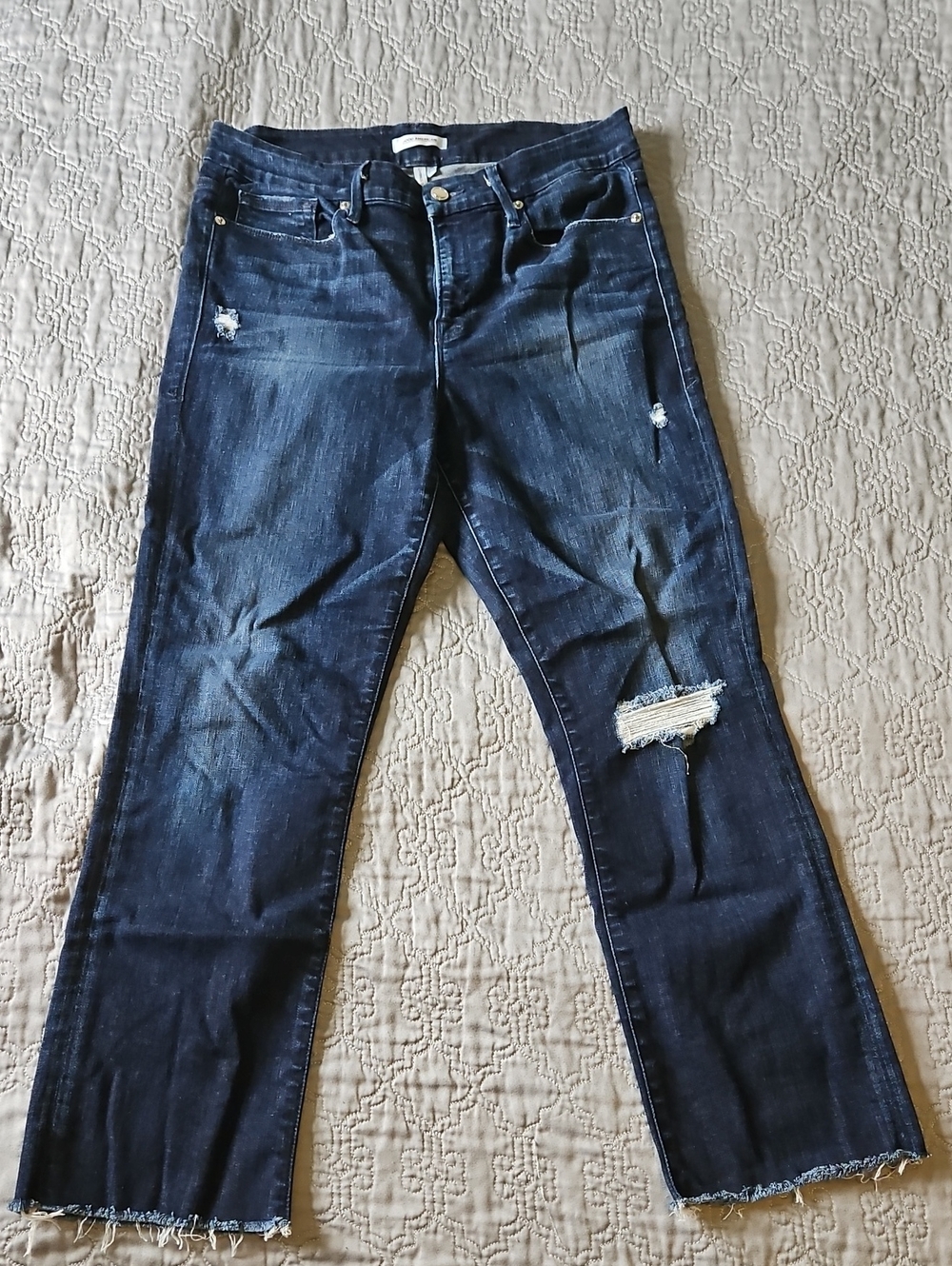 Good American Dark Blue Distressed Women’s Jeans 14